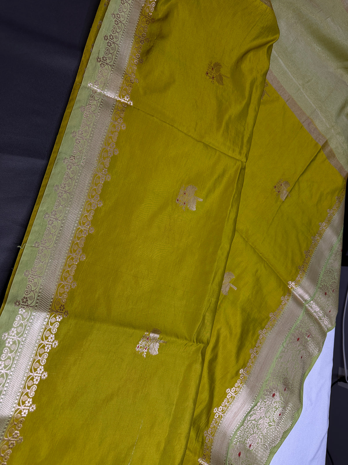 Green Raw Mango Lightweight Silk Saree | SR001123
