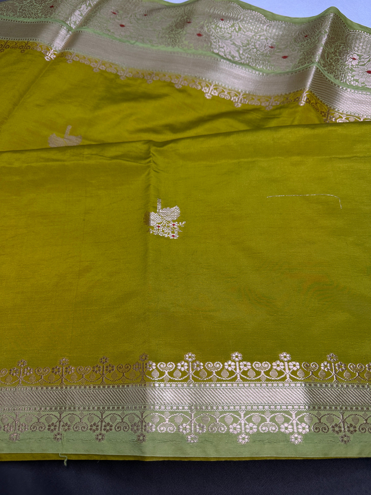 Green Raw Mango Lightweight Silk Saree | SR001123