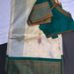 Semi Gadwal Chanderi Silk Paithani Cream Green Saree | SR001125