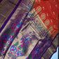 Semi Gadwal Chanderi Silk Paithani Orange Purple Saree | SR001126