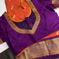 Semi Gadwal Chanderi Silk Paithani Orange Purple Saree | SR001126