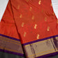 Semi Gadwal Chanderi Silk Paithani Orange Purple Saree | SR001126