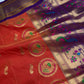 Semi Gadwal Chanderi Silk Paithani Orange Purple Saree | SR001126