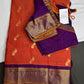 Semi Gadwal Chanderi Silk Paithani Orange Purple Saree | SR001126