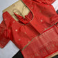 Semi Gadwal Cream Orange Silk Kanchi Border Saree | SR001127