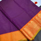 Vintage Checks Kanjeevaram Pattu Semi Purple Orange Silk Saree | SR001128