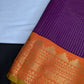 Vintage Checks Kanjeevaram Pattu Semi Purple Orange Silk Saree | SR001128