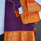 Vintage Checks Kanjeevaram Pattu Semi Purple Orange Silk Saree | SR001128