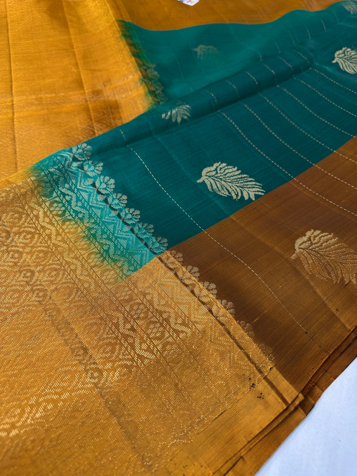 Pure Soft Silk Green Mustard Saree - SR001130