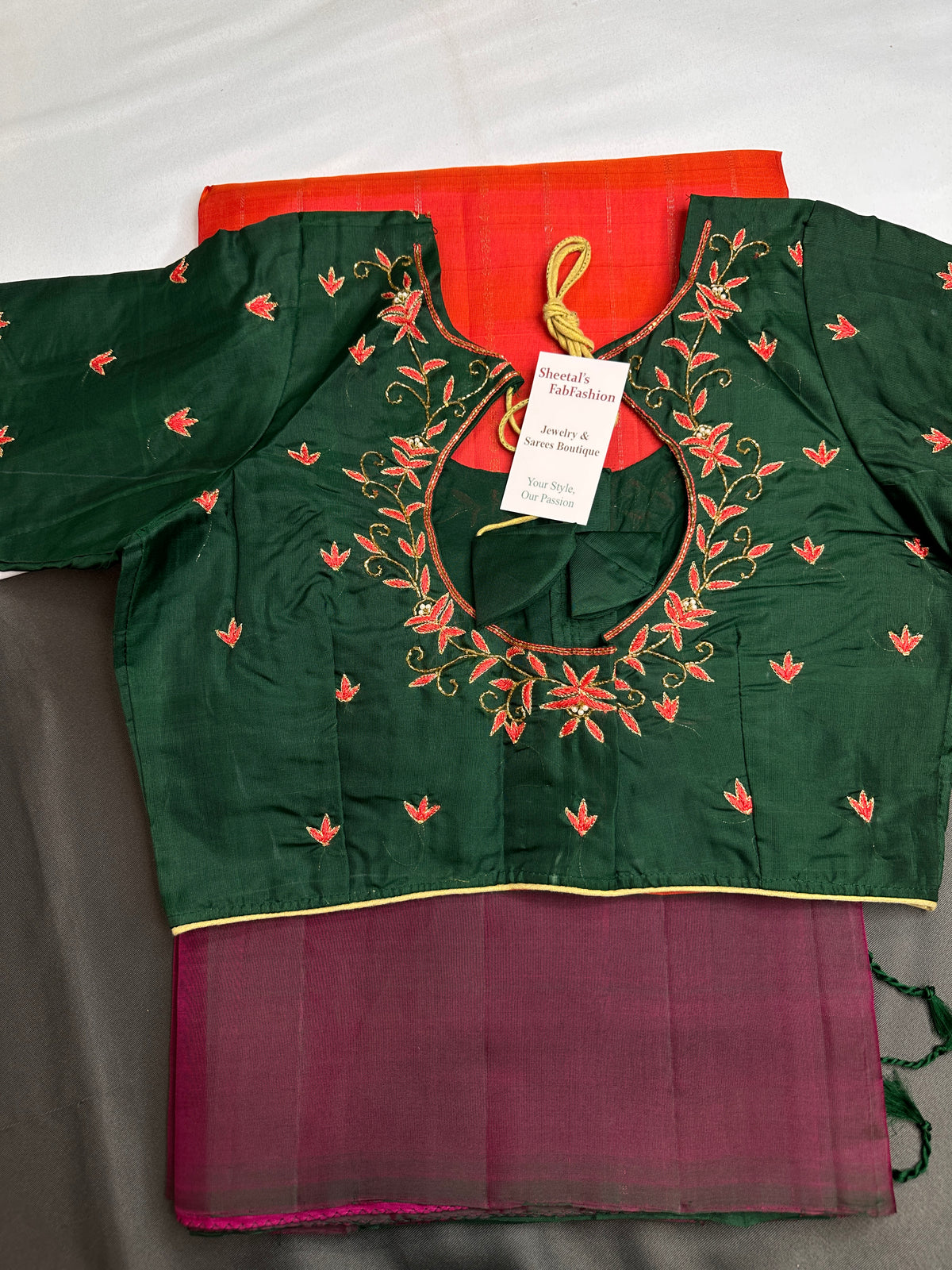 Pure Soft Silk Pinkish Orange Green Saree - SR001131