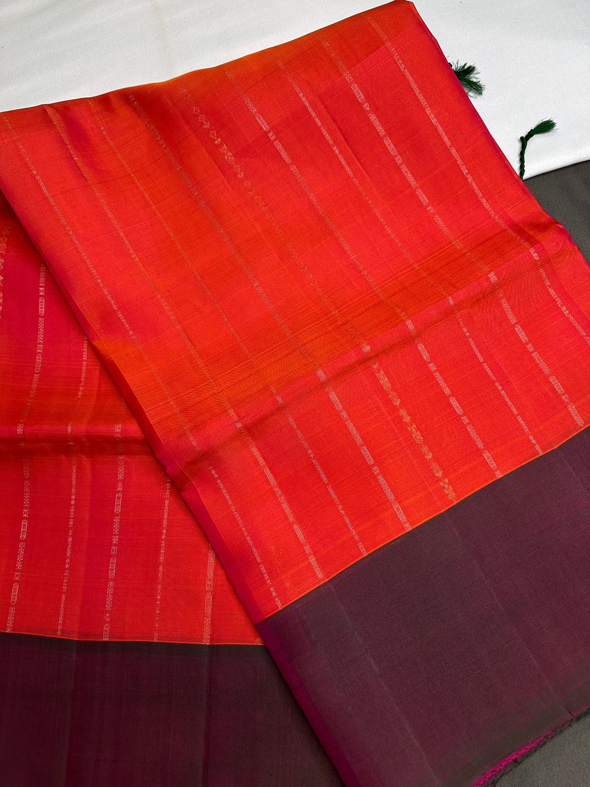 Pure Soft Silk Pinkish Orange Green Saree - SR001131