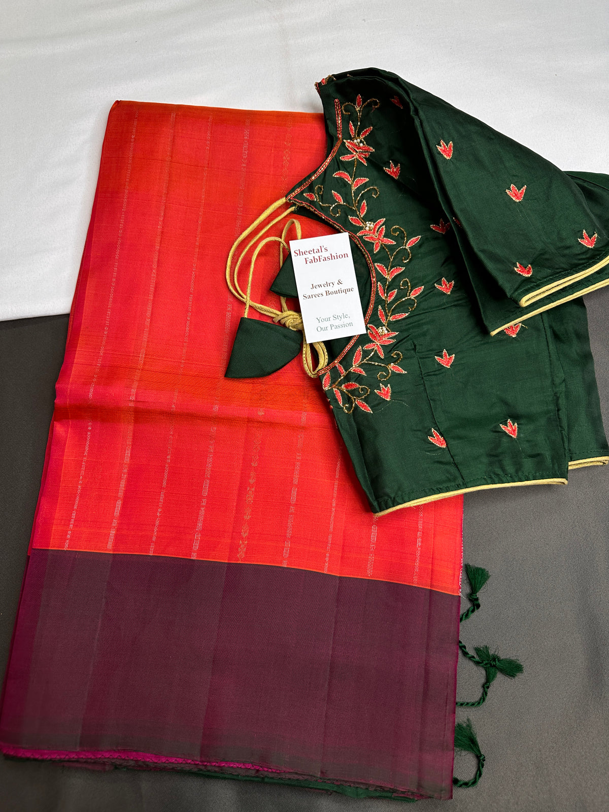 Pure Soft Silk Pinkish Orange Green Saree - SR001131
