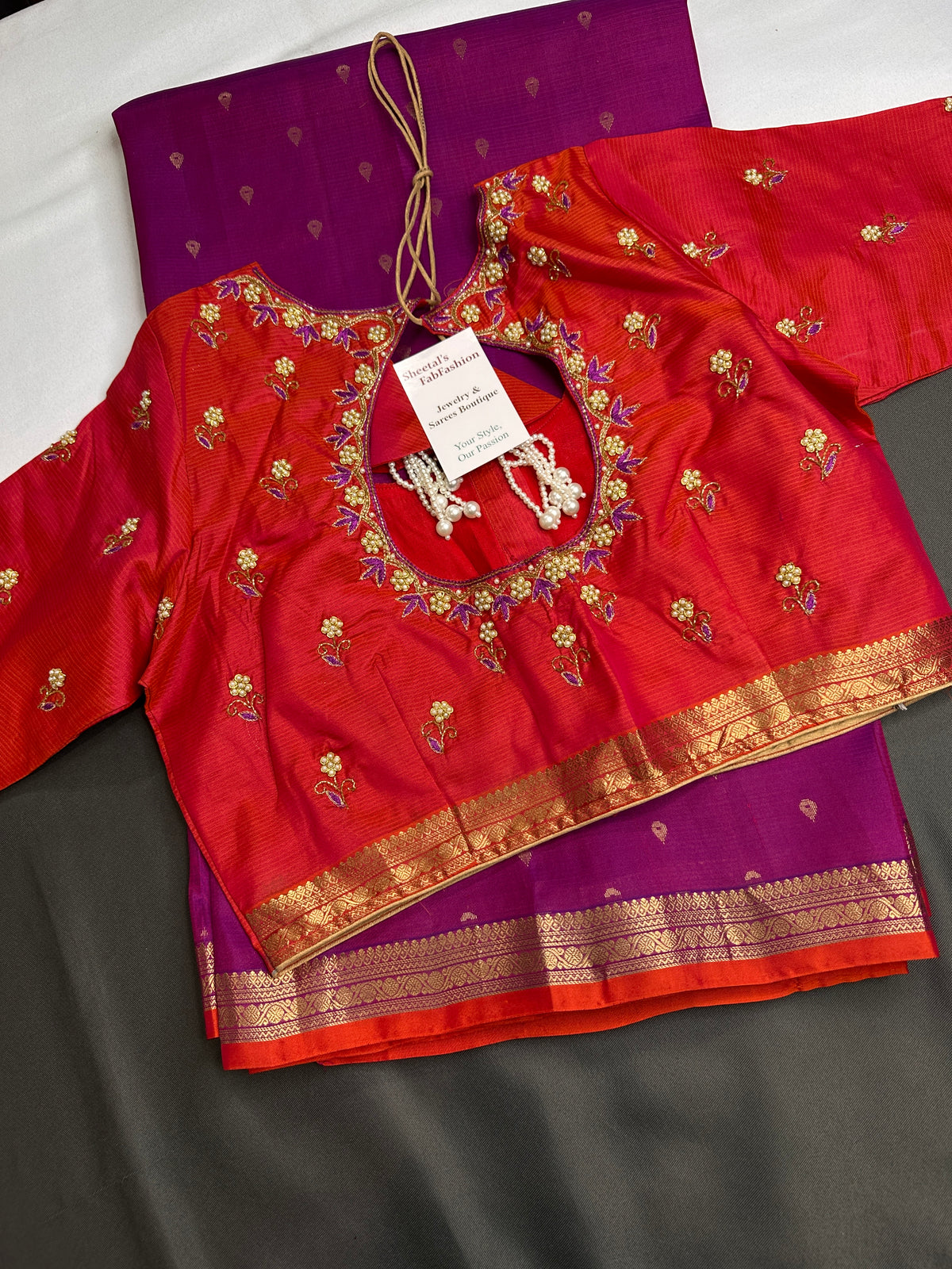 Pure Soft Silk Purple Orange Green Saree - SR001132