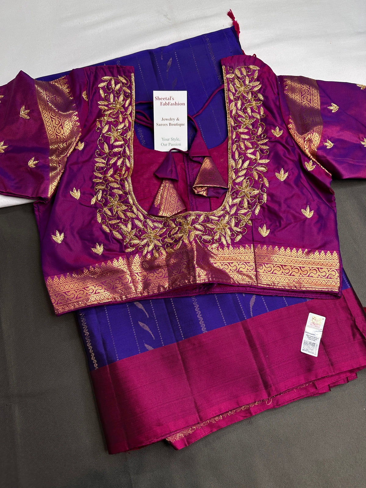 Pure Soft Silk Blue Purple Saree - SR001133