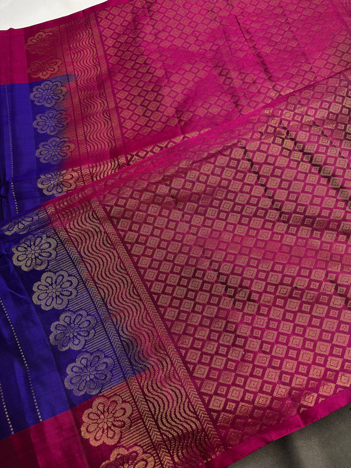 Pure Soft Silk Blue Purple Saree - SR001133