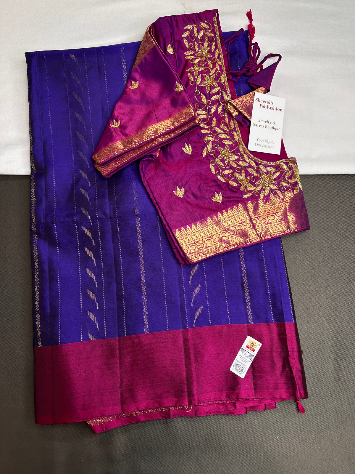 Pure Soft Silk Blue Purple Saree - SR001133