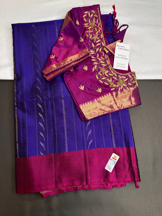 Pure Soft Silk Blue Purple Saree - SR001133