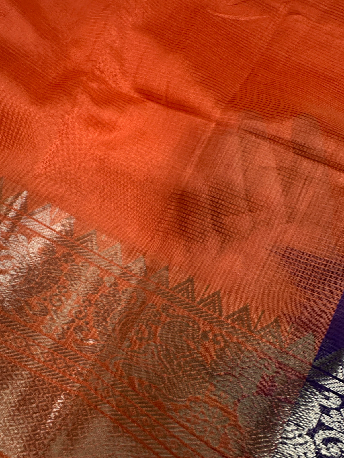 Pure Mangalgiri Peach Blue Saree - SR001134