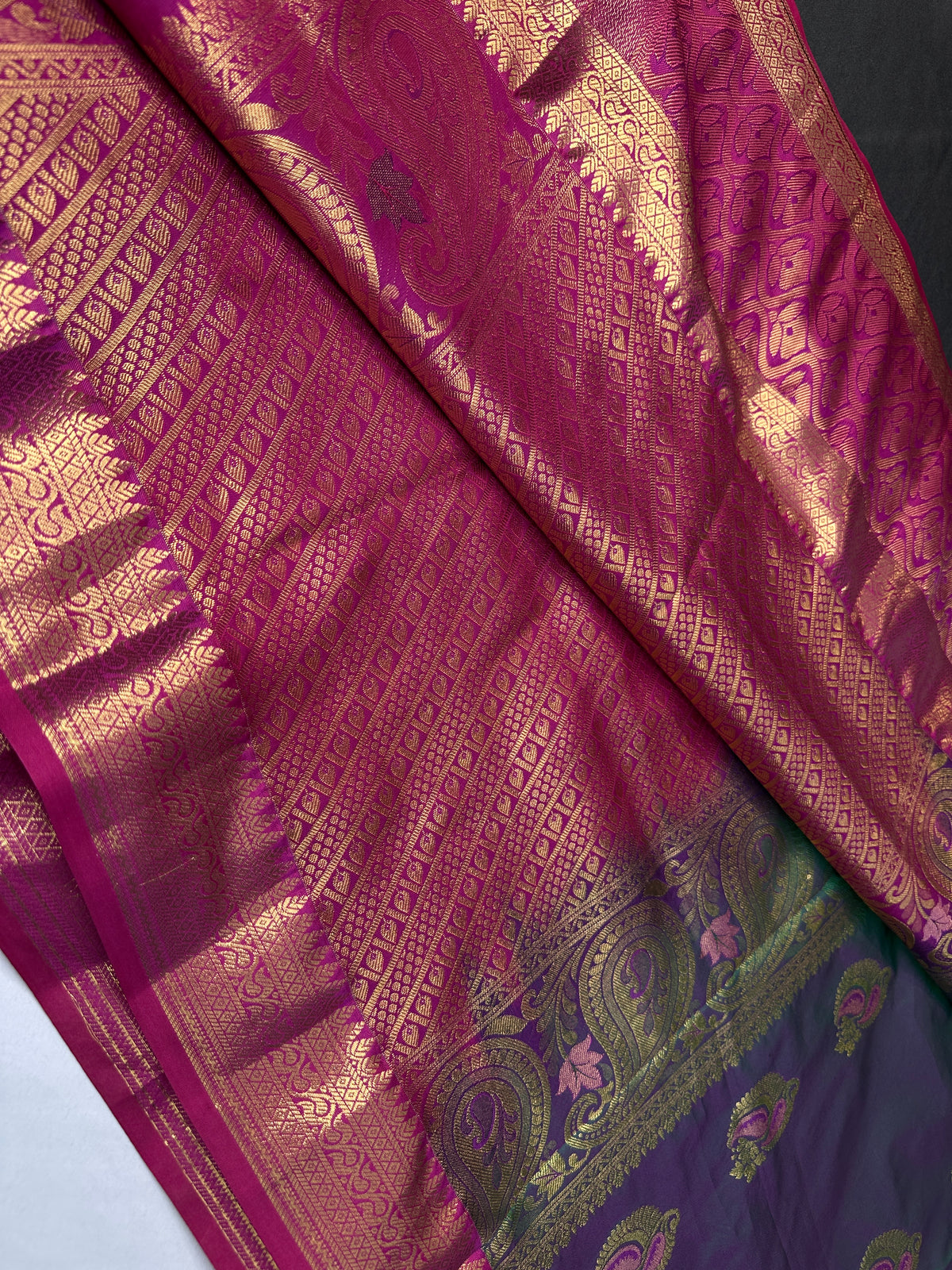 Dharmavaram Pattu Teal Pink Butta Saree - SR001135