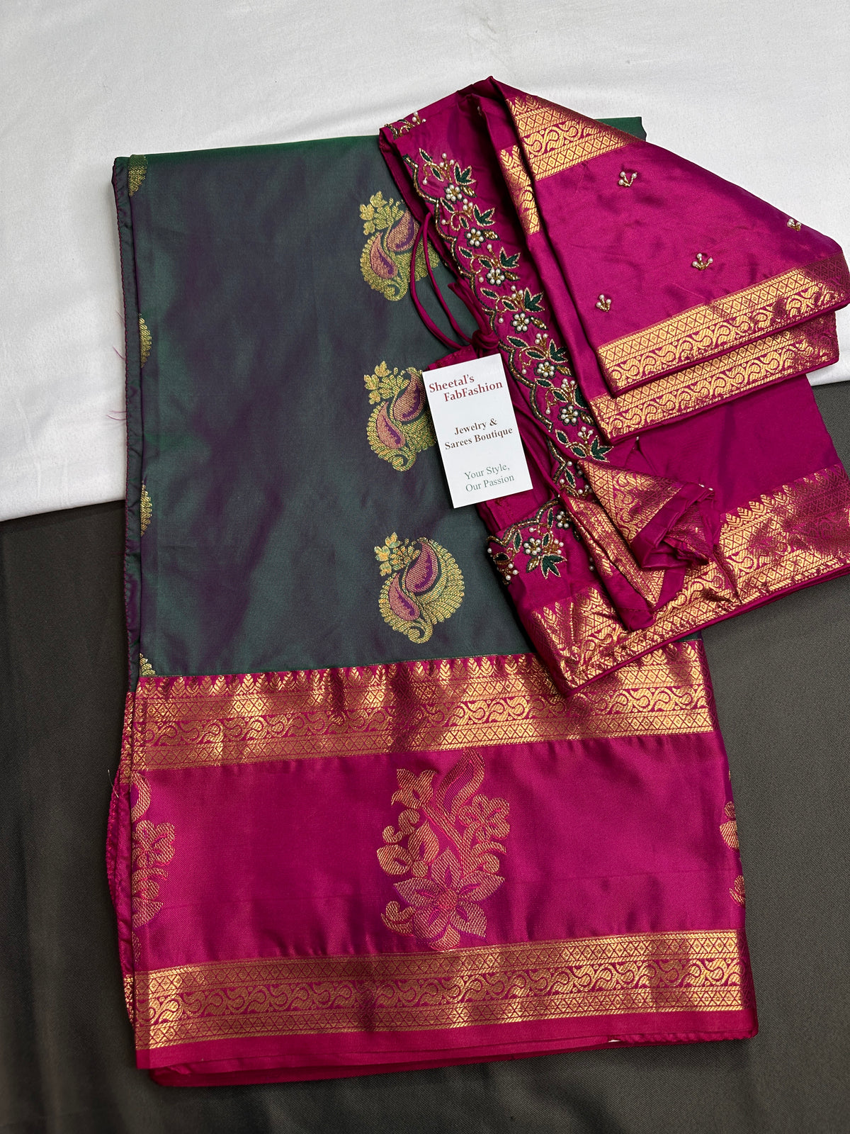 Dharmavaram Pattu Teal Pink Butta Saree - SR001135