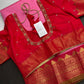 Pink Red Vintage Checked Semi Kanjivaram Pattu Saree - SR001136