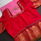 Pink Red Vintage Checked Semi Kanjivaram Pattu Saree - SR001136
