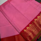 Pink Red Vintage Checked Semi Kanjivaram Pattu Saree - SR001136