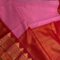 Pink Red Vintage Checked Semi Kanjivaram Pattu Saree - SR001136