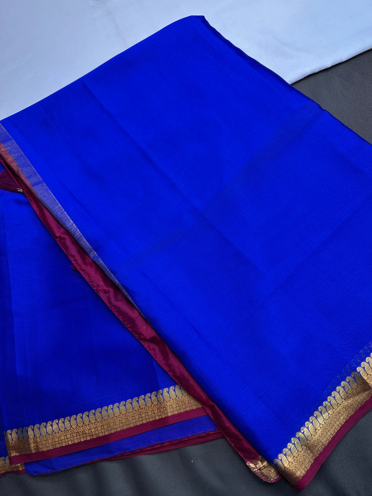 Blue Pure Mysore Silk Lightweight Saree - SR001137