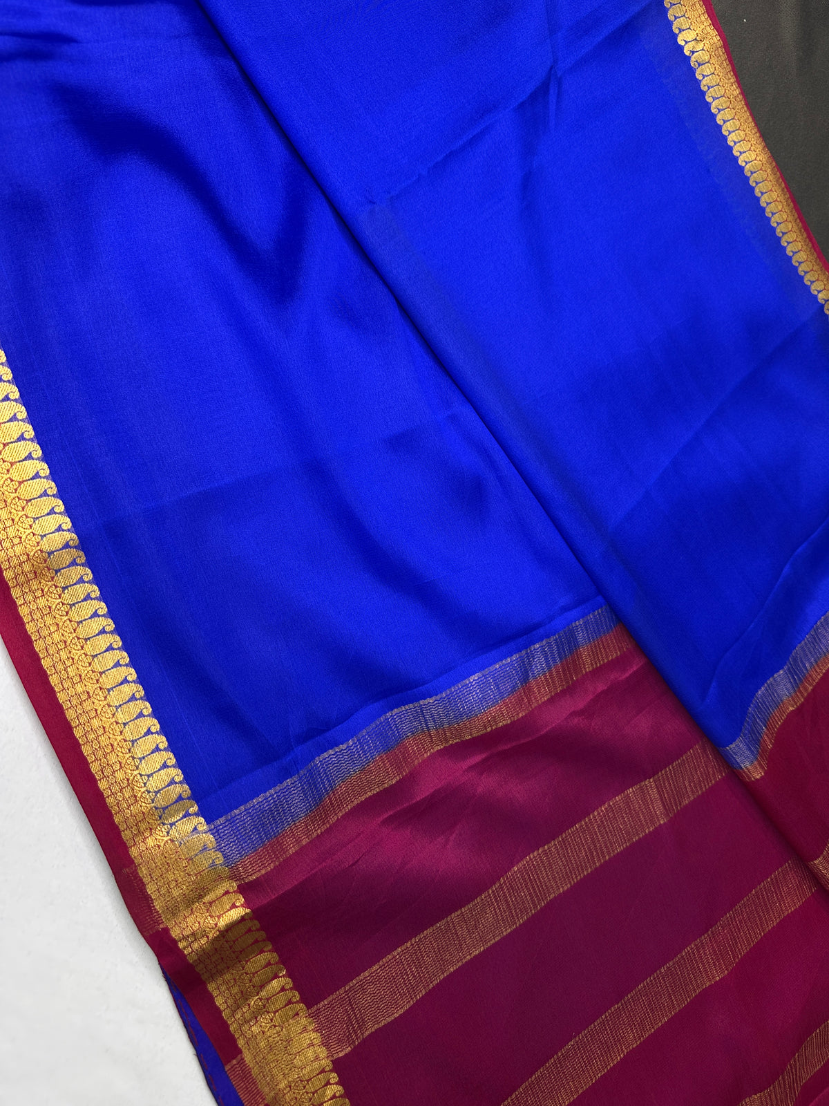 Blue Pure Mysore Silk Lightweight Saree - SR001137
