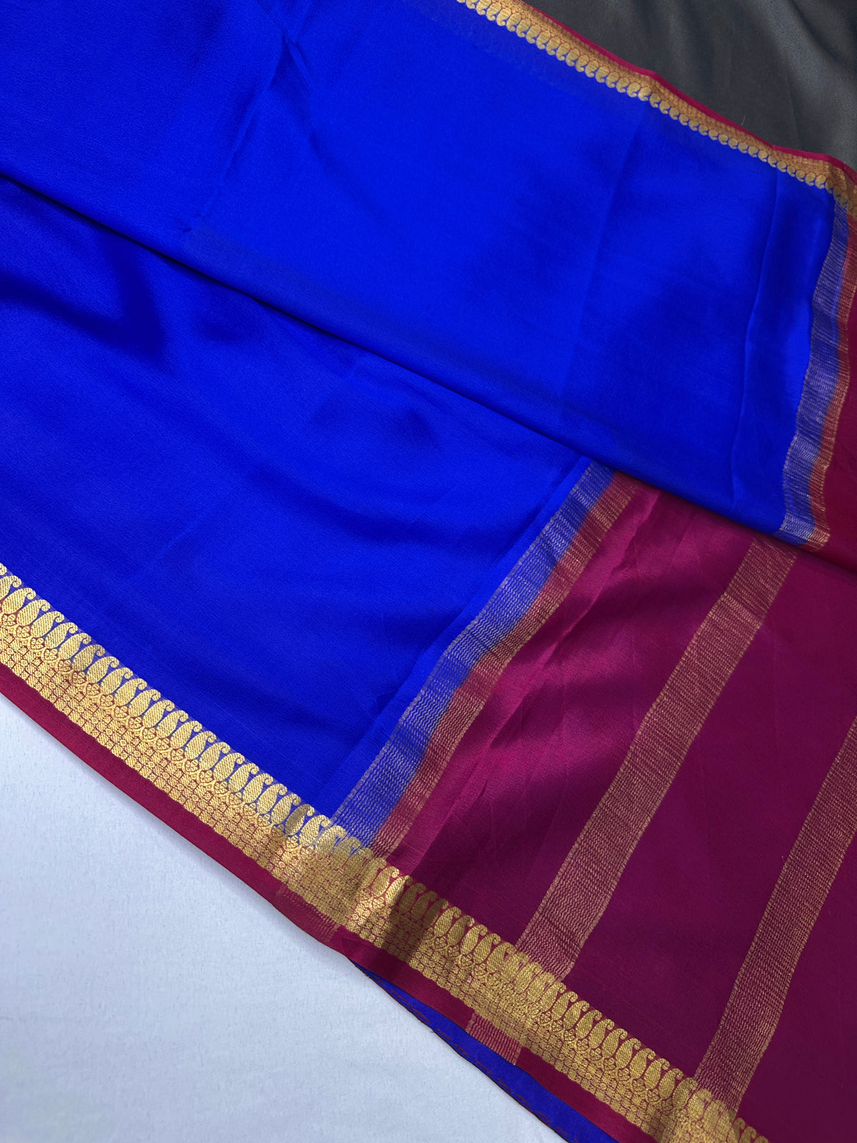 Blue Pure Mysore Silk Lightweight Saree - SR001137