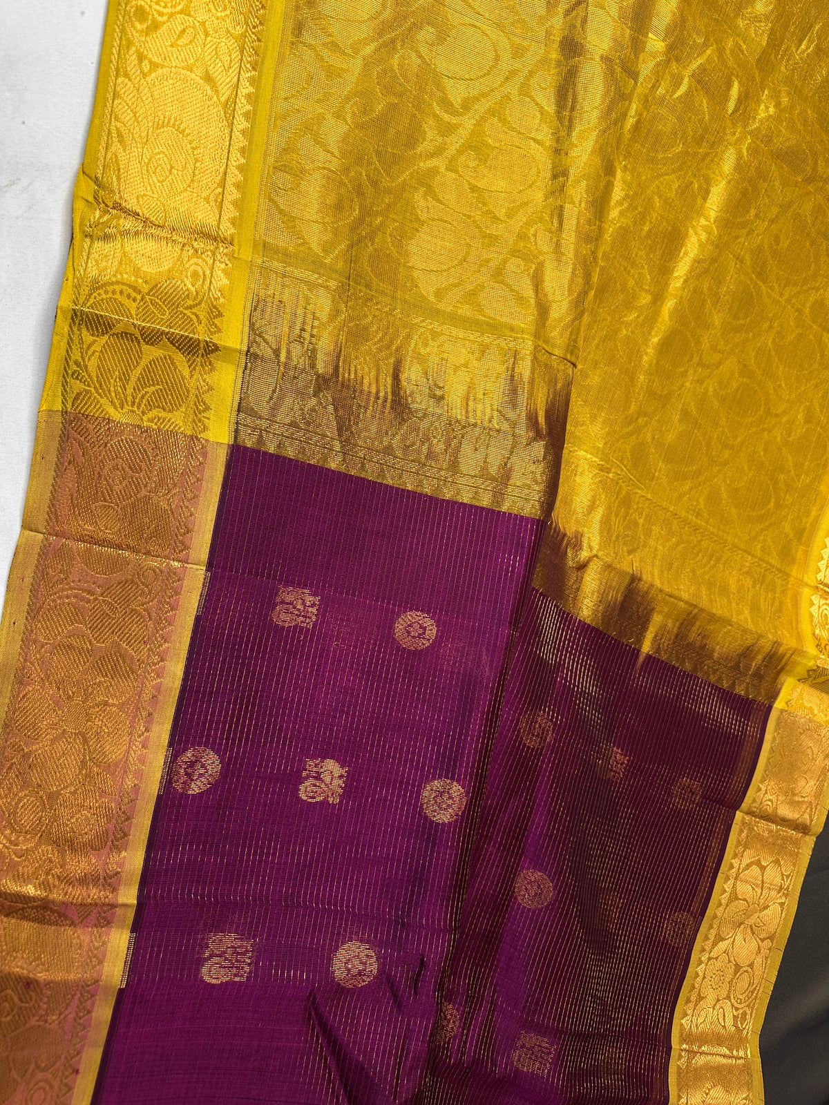 Pure Kuppadam Purple Yellow Saree - SR001138