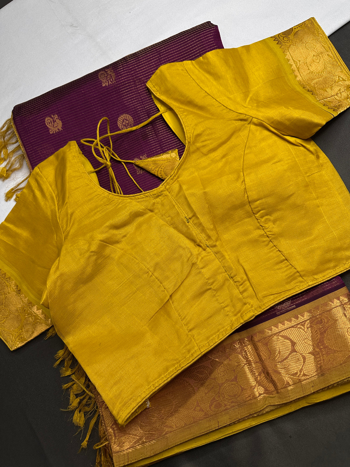 Pure Kuppadam Purple Yellow Saree - SR001138