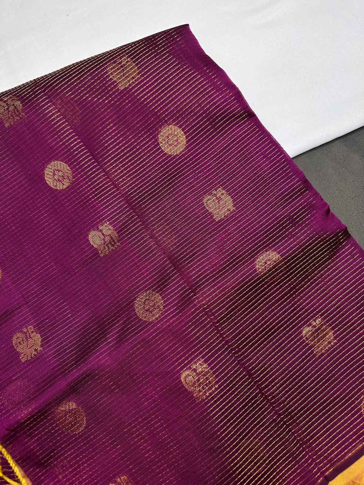 Pure Kuppadam Purple Yellow Saree - SR001138