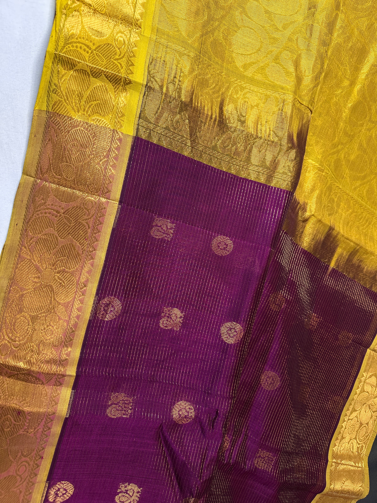 Pure Kuppadam Purple Yellow Saree - SR001138
