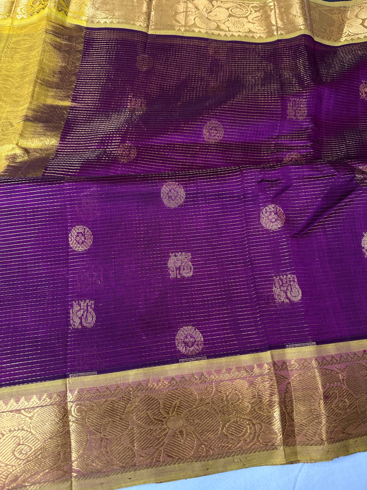 Pure Kuppadam Purple Yellow Saree - SR001138