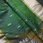 Vintage Checkered Kanchi Border Green Silk Saree with Stitched Blouse - SR001139