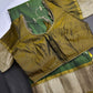 Vintage Checkered Kanchi Border Green Silk Saree with Stitched Blouse - SR001139