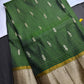 Vintage Checkered Kanchi Border Green Silk Saree with Stitched Blouse - SR001139