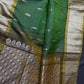 Vintage Checkered Kanchi Border Green Silk Saree with Stitched Blouse - SR001139