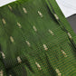 Vintage Checkered Kanchi Border Green Silk Saree with Stitched Blouse - SR001139