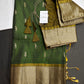 Vintage Checkered Kanchi Border Green Silk Saree with Stitched Blouse - SR001139