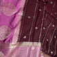 Plum Lightweight Raw Mango Style Silk Saree with Pink Pallu