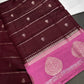 Plum Lightweight Raw Mango Style Silk Saree with Pink Pallu