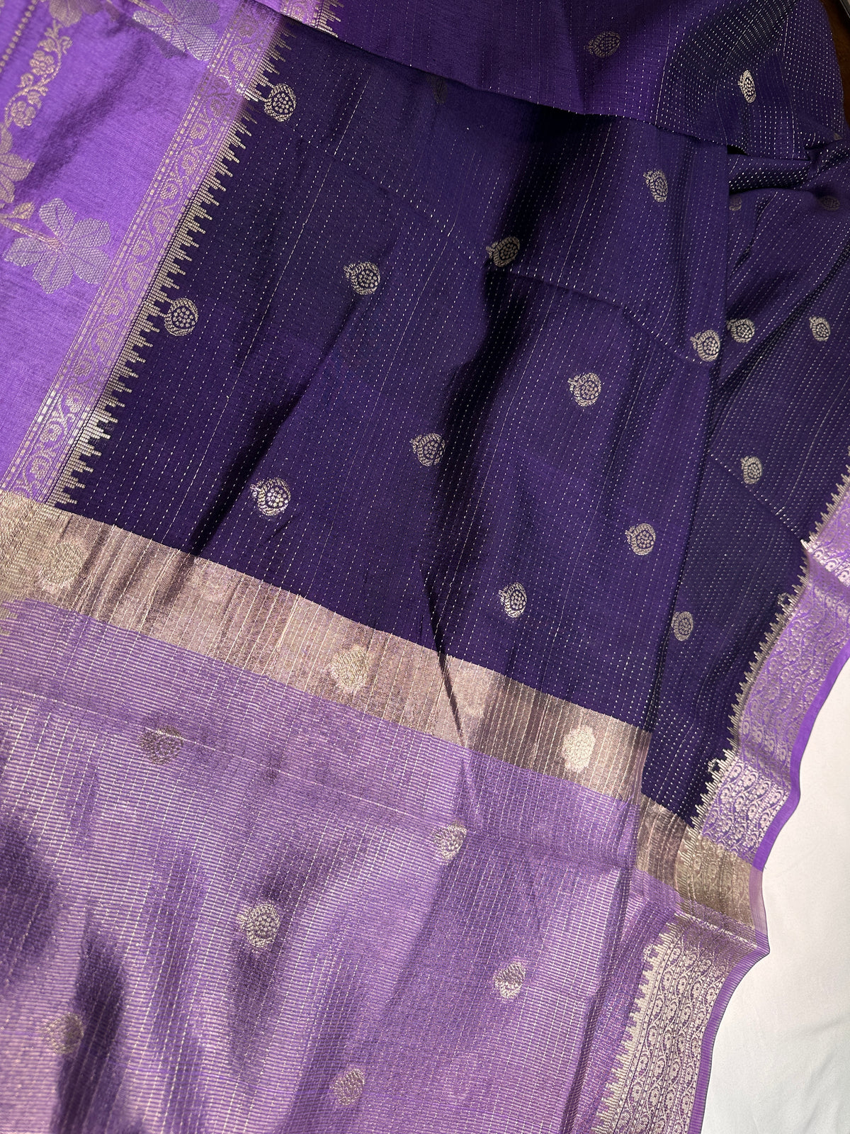 Purple Lightweight Raw Mango Style Silk Saree