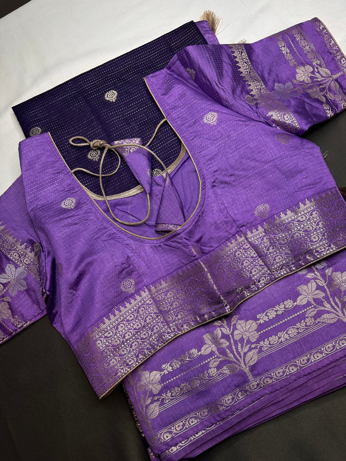 Purple Lightweight Raw Mango Style Silk Saree