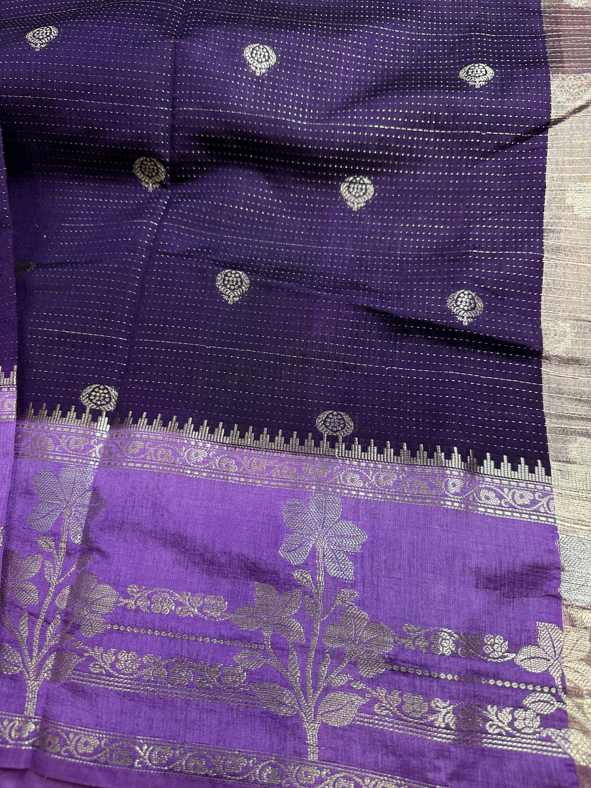 Purple Lightweight Raw Mango Style Silk Saree