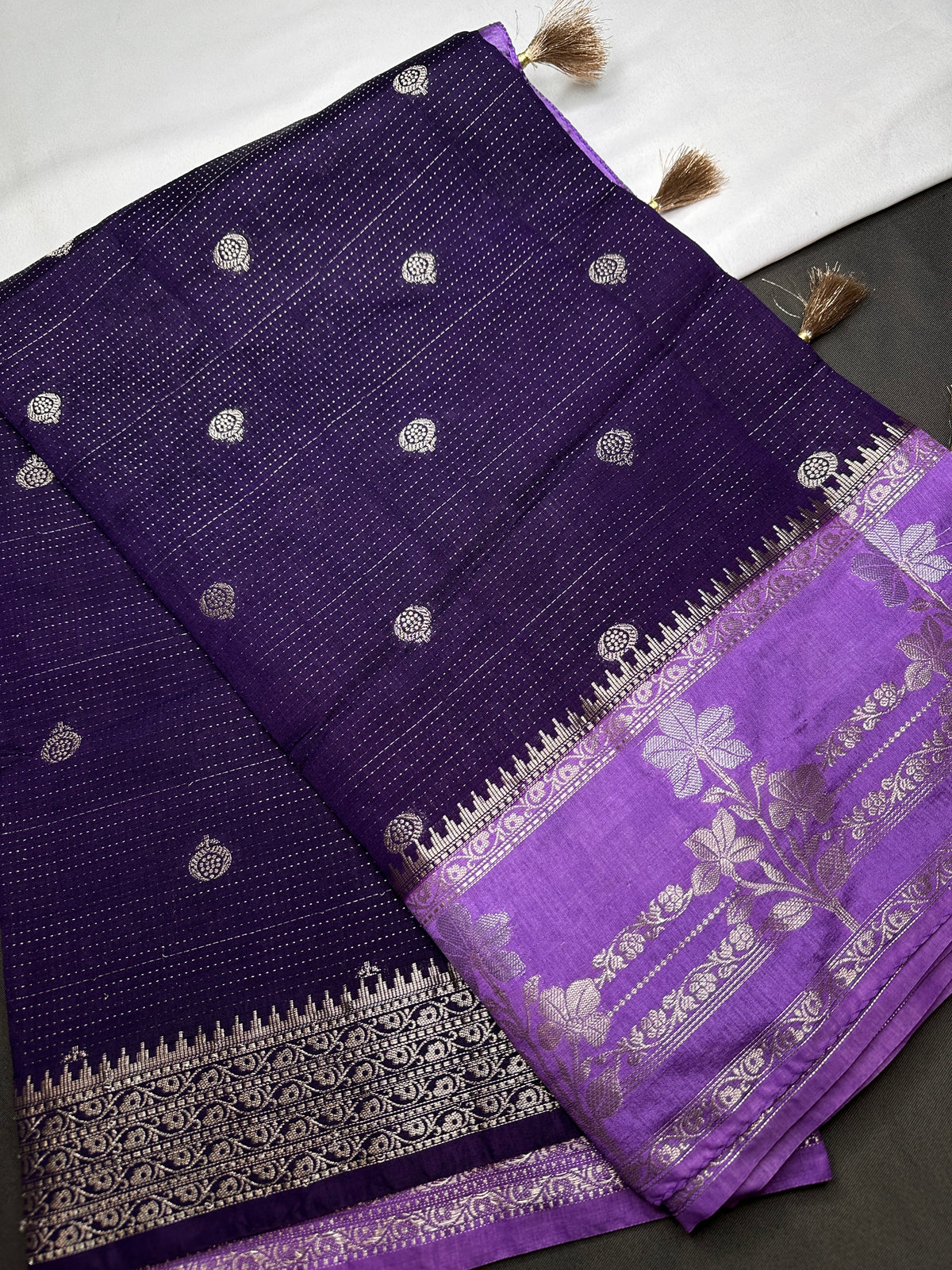 Purple Lightweight Raw Mango Style Silk Saree