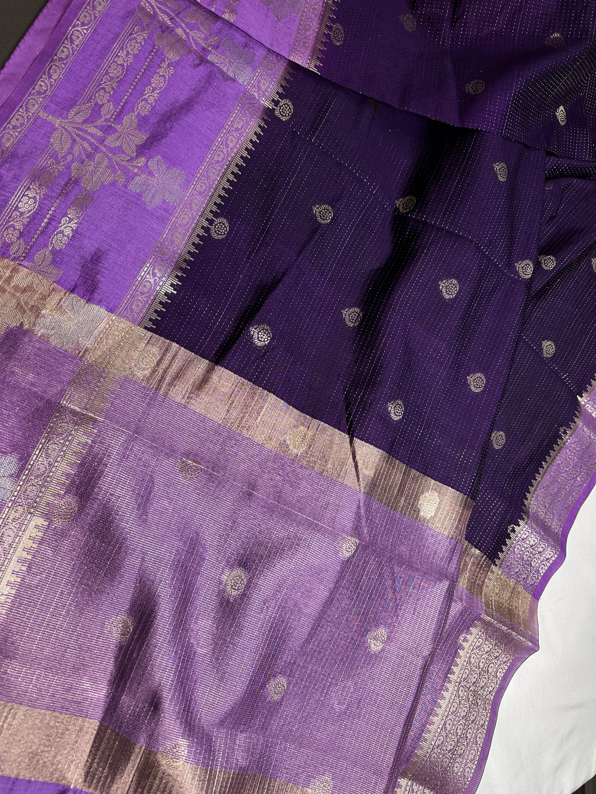 Purple Lightweight Raw Mango Style Silk Saree