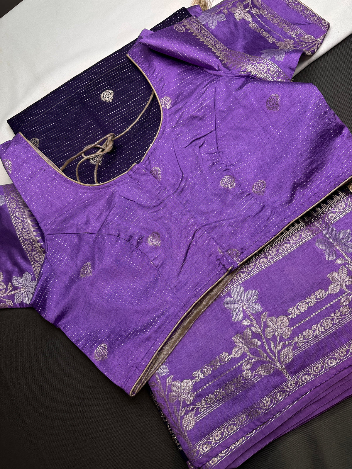 Purple Lightweight Raw Mango Style Silk Saree